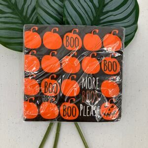 Unique Black Orange Pumpkin More Boos Please Halloween Drink Desert Napkins